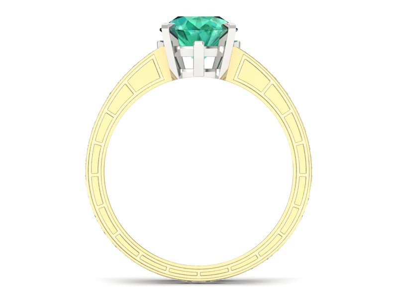 Złoty pierścionek ze szmaragdem i diamentami - p15095zbsm — zdjęcie 2