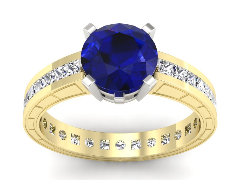 Złoty pierścionek ze spinelem i diamentami - p15095zbsp