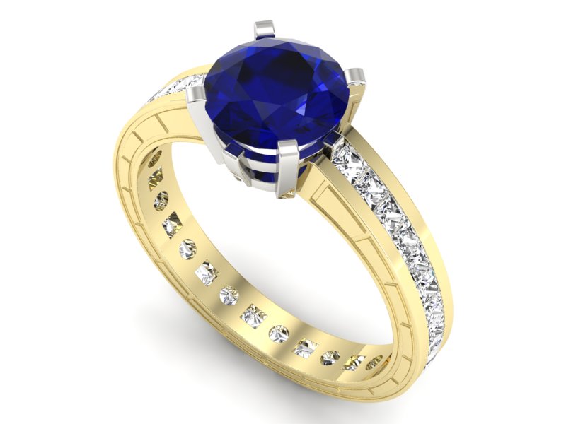 Złoty pierścionek ze spinelem i diamentami - p15095zbsp — zdjęcie 3