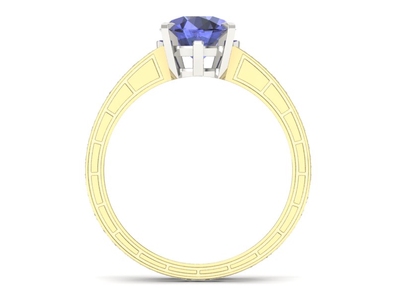 Złoty pierścionek z tanzanitem i diamentami - p15095zbt — zdjęcie 2