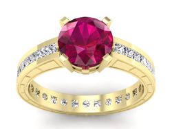 Pierścionek z rubinem i diamentem złoto 585 - p15095zr