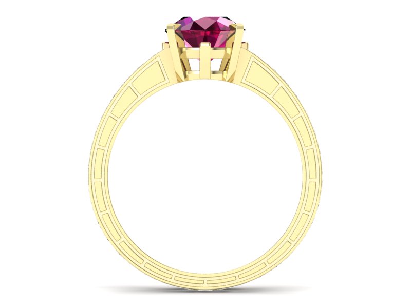 Pierścionek z rubinem i diamentami żółte złoto - p15095zr — zdjęcie 2