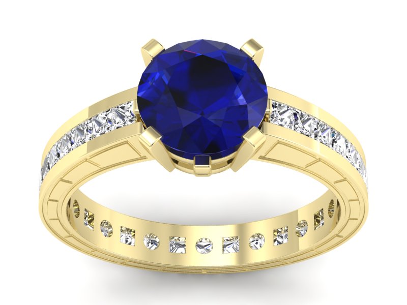 Pierścionek ze spinelem i diamentami żółte złoto - p15095zsp