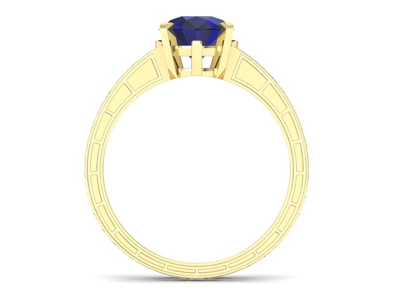 Pierścionek ze spinelem i diamentami żółte złoto - p15095zsp — zdjęcie 2