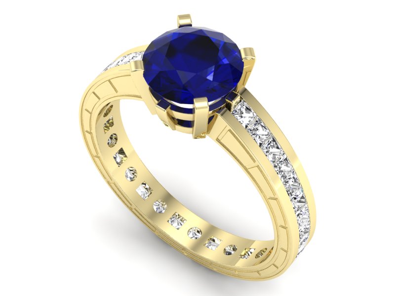 Pierścionek ze spinelem i diamentami żółte złoto - p15095zsp — zdjęcie 3