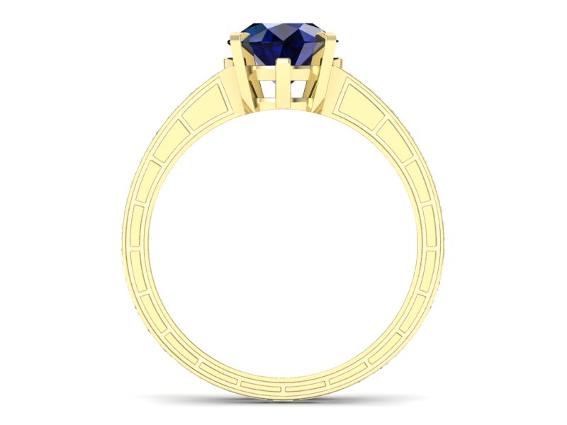 Pierścionek z szafirem i diamentami żółte złoto - p15095zsz — zdjęcie 2