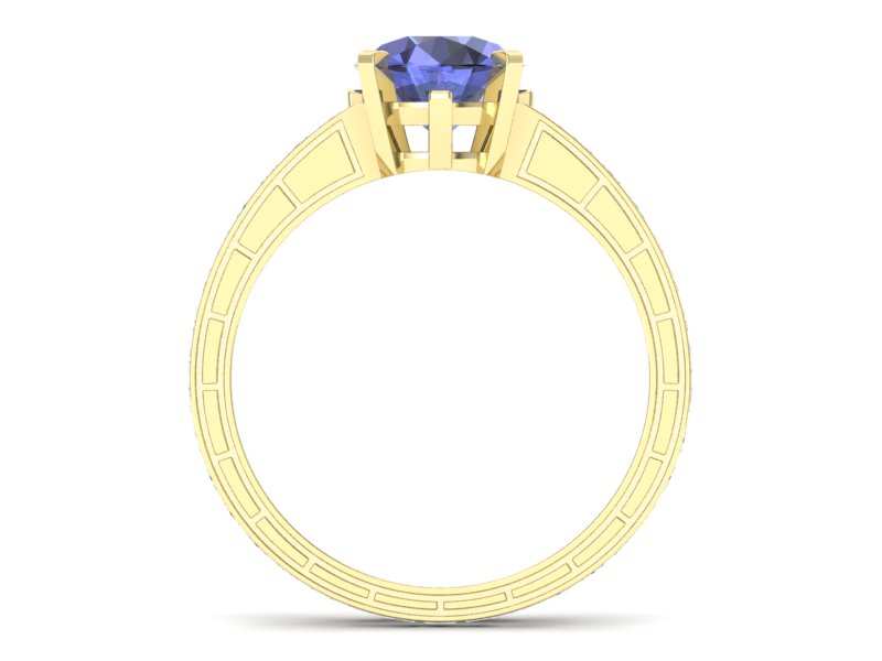 Pierścionek z tanzanitem i diamentami żółte złoto - p15095zt — zdjęcie 2