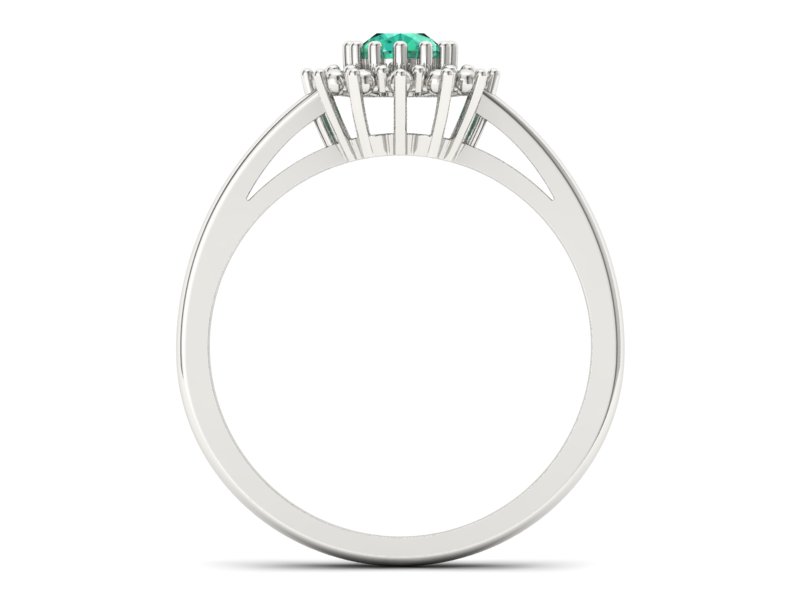 Złoty pierścionek białe złoto ze szmaragdem - P15097Bsm — zdjęcie 2