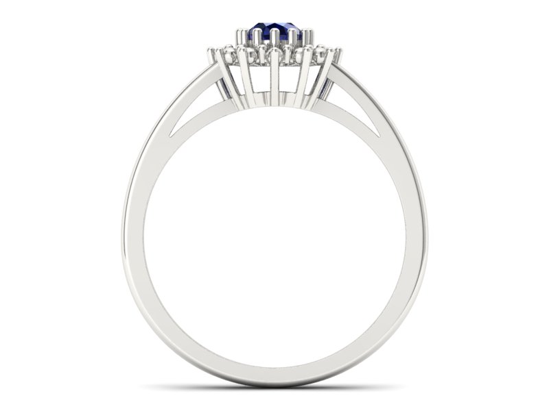 Złoty pierścionek z szafirem białe złoto - P15097Bsz — zdjęcie 2