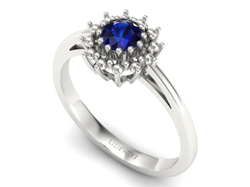 Złoty pierścionek z szafirem białe złoto - P15097Bsz — zdjęcie 3