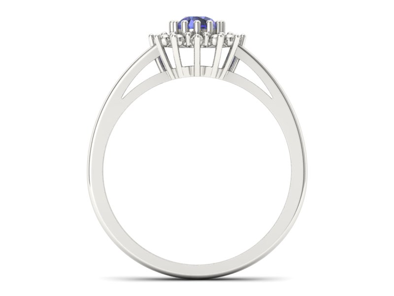 Złoty pierścionek z tanzanitem białe złoto - P15097Bt — zdjęcie 2
