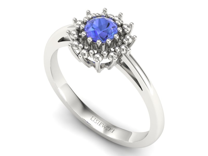 Złoty pierścionek z tanzanitem białe złoto - P15097Bt — zdjęcie 3