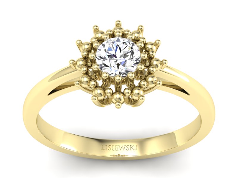 Złoty pierścionek z brylantem żółte złoto - P15097Z