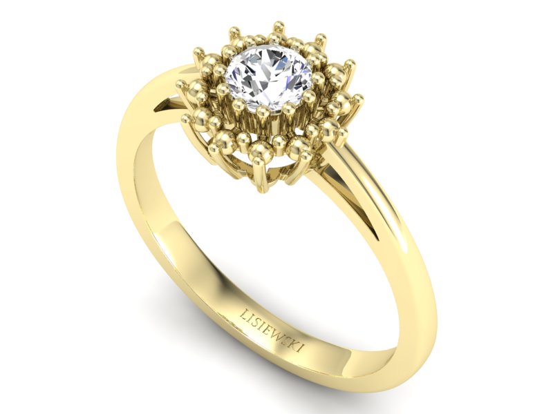 Złoty pierścionek z brylantem żółte złoto - P15097Z — zdjęcie 3