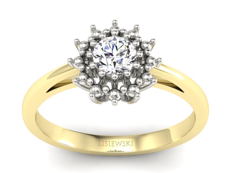 Pierścionek z diamentem żółte i białe złoto - P15097ZB