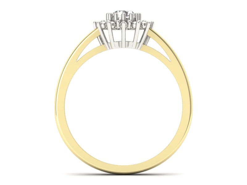 Pierścionek z diamentem żółte i białe złoto - P15097ZB — zdjęcie 2