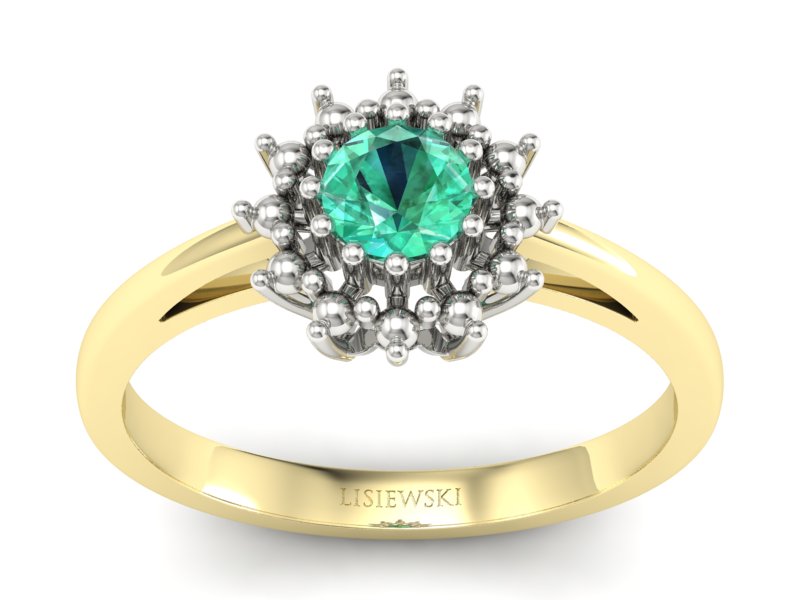 Pierścionek ze szmaragdem żółte i białe złoto - P15097ZBsm