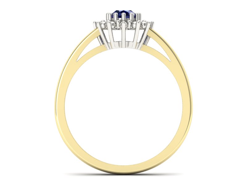 Pierścionek z szafirem żółte i białe złoto - P15097ZBsz — zdjęcie 2