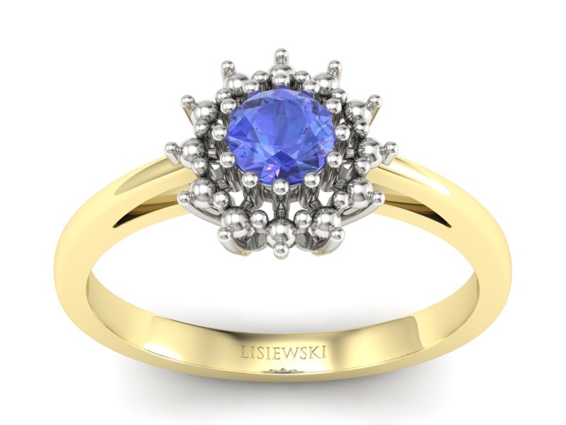 Pierścionek z tanzanitem żółte i białe złoto - P15097ZBt