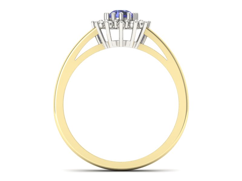 Pierścionek z tanzanitem żółte i białe złoto - P15097ZBt — zdjęcie 2
