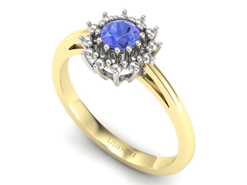Pierścionek z tanzanitem żółte i białe złoto - P15097ZBt — zdjęcie 3