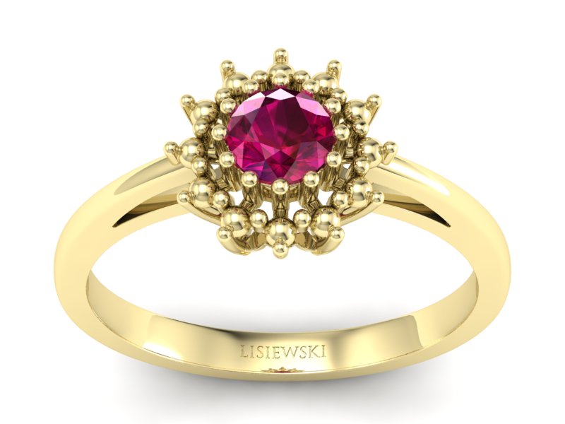 Złoty pierścionek z rubinem żółte złoto - P15097Zr