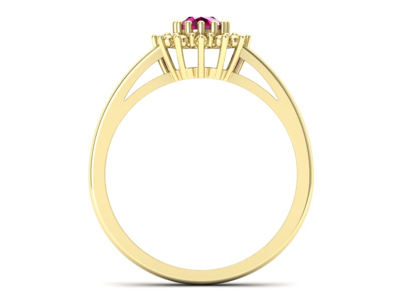 Złoty pierścionek z rubinem żółte złoto - P15097Zr — zdjęcie 2