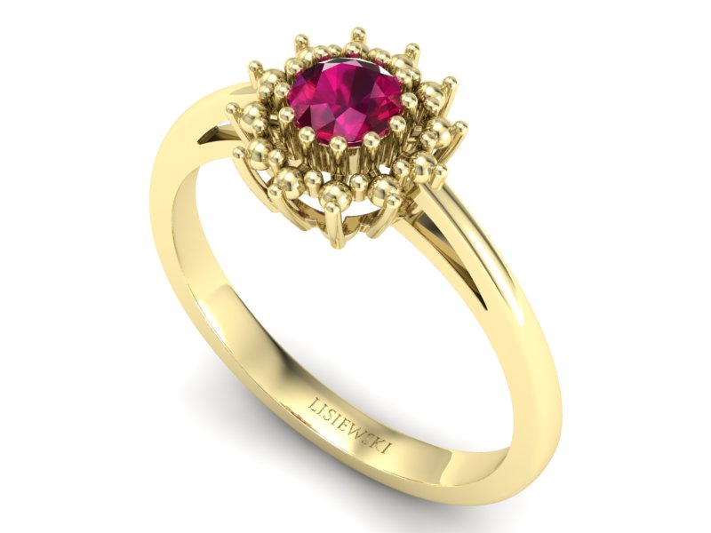 Złoty pierścionek z rubinem żółte złoto - P15097Zr — zdjęcie 3
