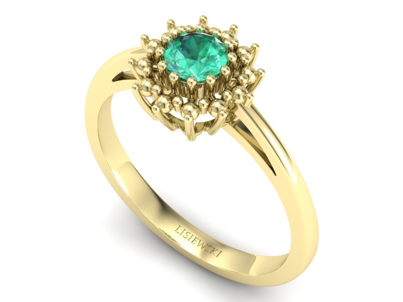Złoty pierścionek ze szmaragdem żółte złoto - P15097Zsm — zdjęcie 3