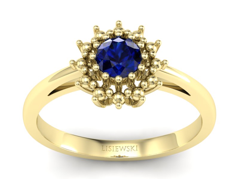 Złoty pierścionek z szafirem żółte złoto - P15097Zsz