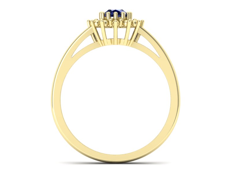 Złoty pierścionek z szafirem żółte złoto - P15097Zsz — zdjęcie 2