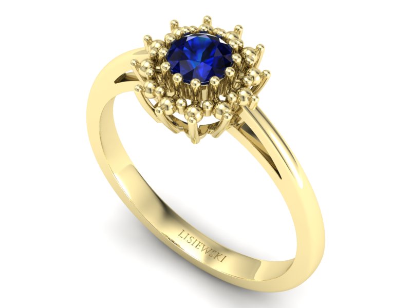 Złoty pierścionek z szafirem żółte złoto - P15097Zsz — zdjęcie 3