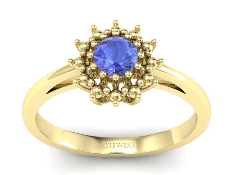 Złoty pierścionek z tanzanitem żółte złoto - P15097Zt