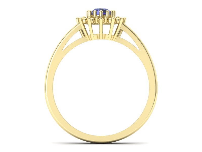 Złoty pierścionek z tanzanitem żółte złoto - P15097Zt — zdjęcie 2
