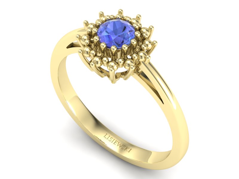 Złoty pierścionek z tanzanitem żółte złoto - P15097Zt — zdjęcie 3