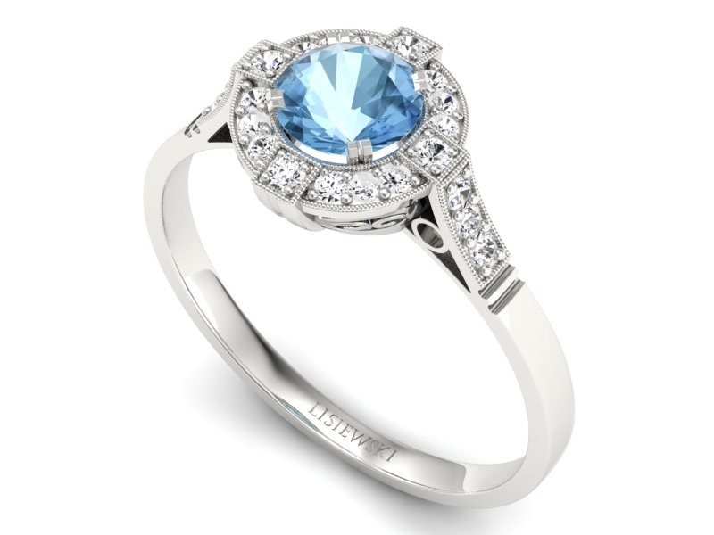 Pierścionek zaręczynowy z topazem z brylantami - p15098ba — zdjęcie 3