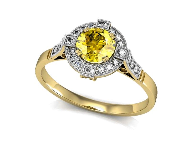 Złoty Pierścionek zaręczynowy z brylantami złoto proba 585 - P15098Z