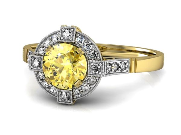 Złoty Pierścionek zaręczynowy z brylantami - P15098Z