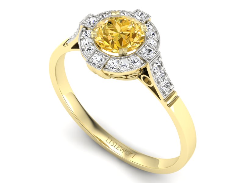 Złoty pierścionek zaręczynowy z brylantami - P15098Z — zdjęcie 3