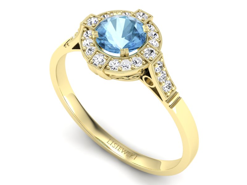 Pierścionek zaręczynowy z topazem z brylantami - p15098za — zdjęcie 3