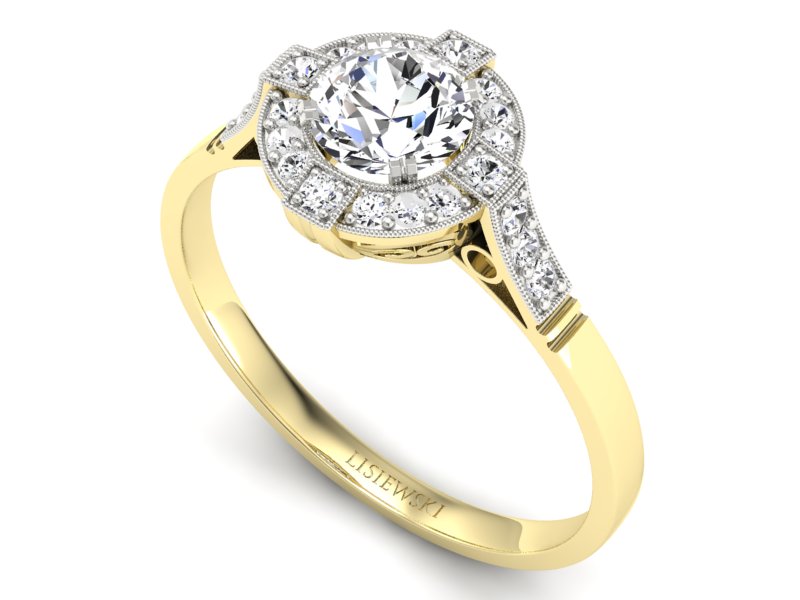 Pierścionek zaręczynowy z brylantami - p15098zrod — zdjęcie 3