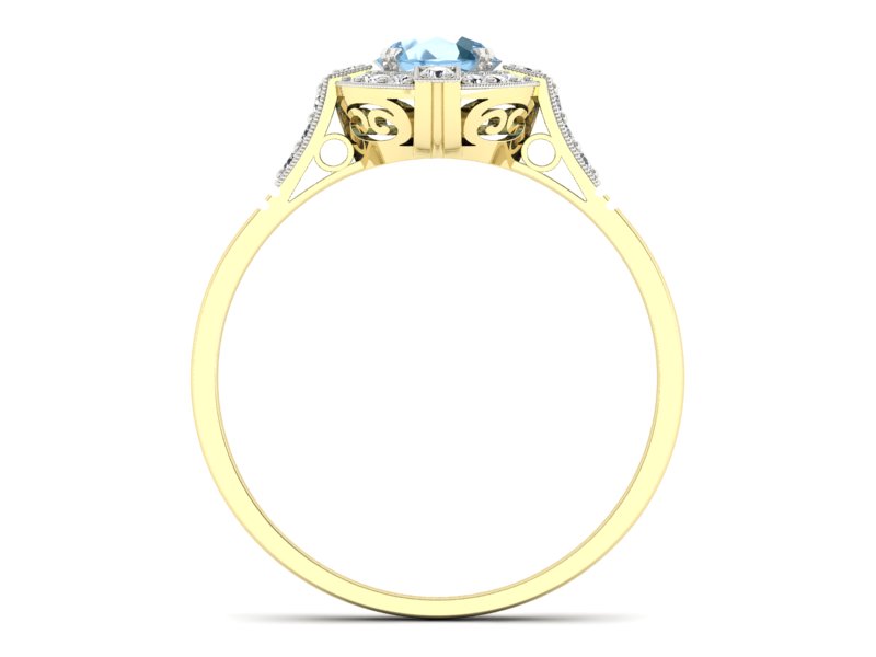 Pierścionek z topazem i brylantami żółte złoto - p15098zroda — zdjęcie 2