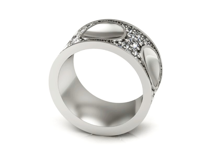 Pierścionek obrączka z brylantami białe złoto - P15099B — zdjęcie 3