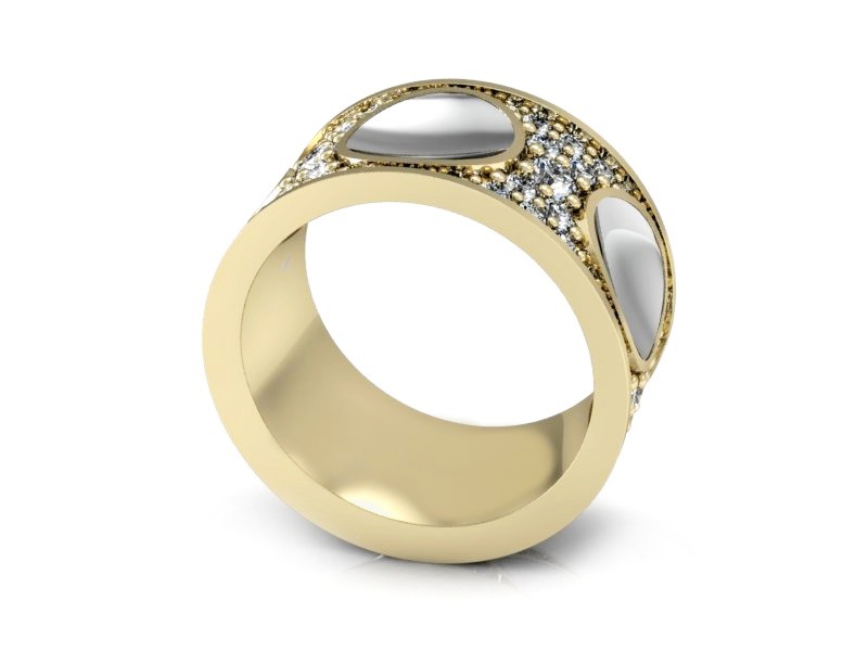 Niezwykle piękna złota obrączka z brylantami - P15099ZB — zdjęcie 3