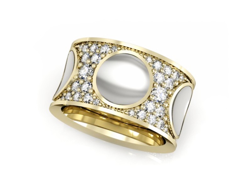 Niezwykle piękna złota obrączka z brylantami - P15099ZB