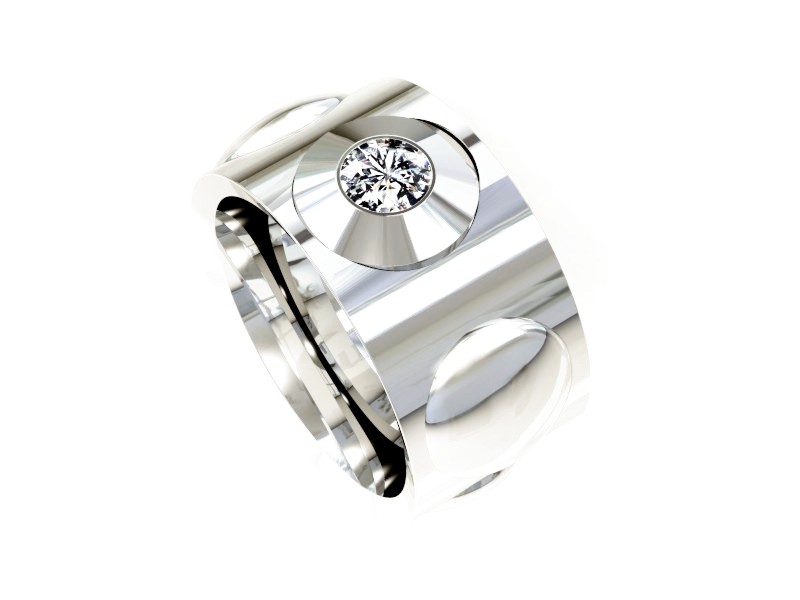 Obrączka z brylantem białe złoto - P15100B — zdjęcie 3