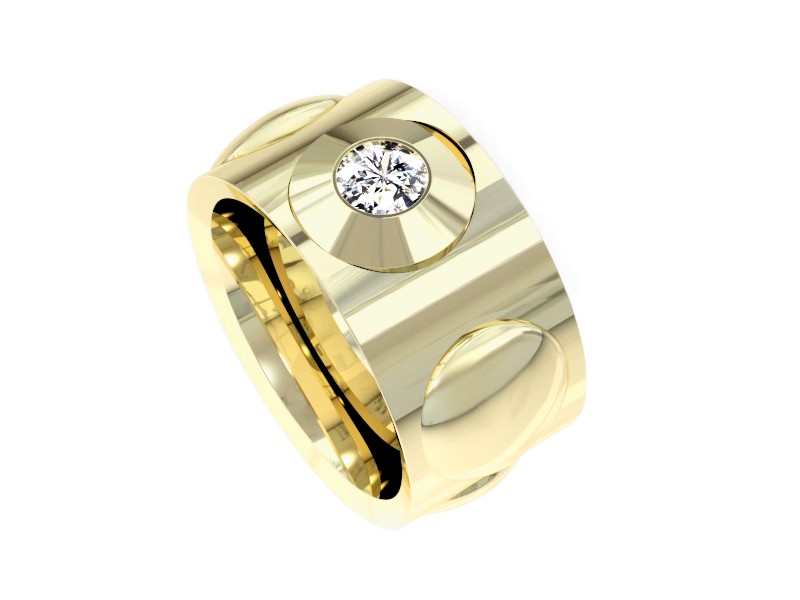 Obrączka z brylantem żółte złoto - P15100Z — zdjęcie 3