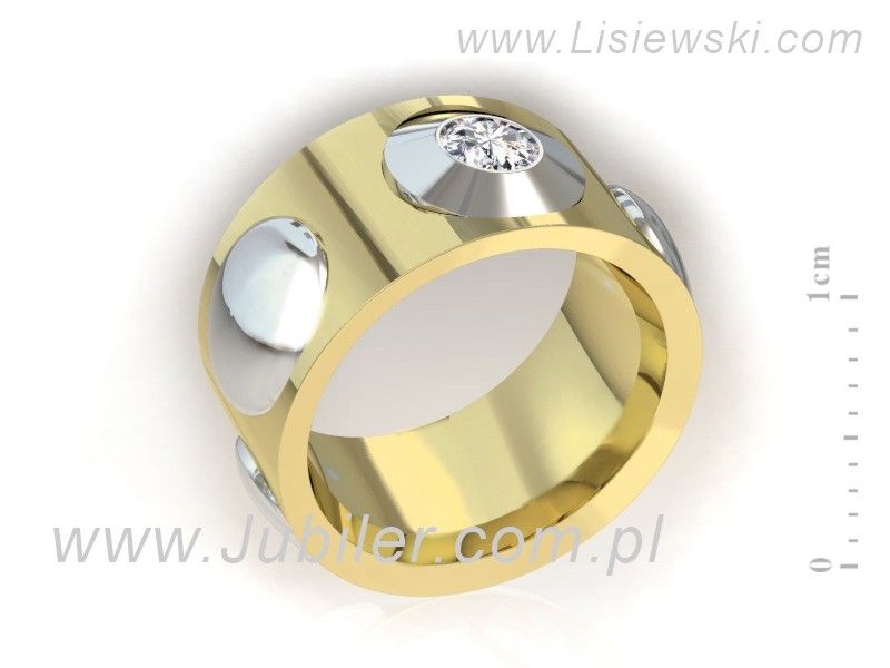 Obrączka z brylantem żółte i białe złoto dwukolorowe - P15100ZB - 1