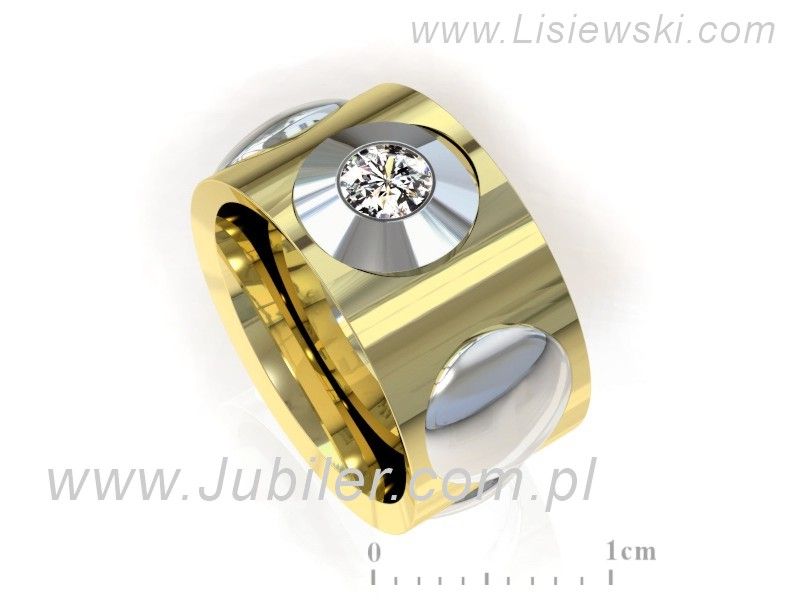 Obrączka z brylantem żółte i białe złoto dwukolorowe - P15100ZB - 3