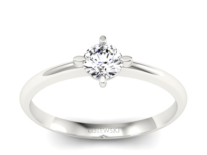 Złoty pierścionek z brylantem białe złoto - P15101b